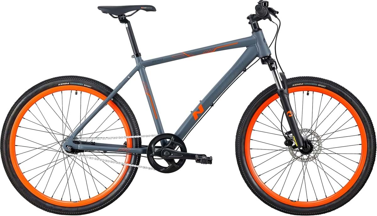 Nishiki Reno Cykel MTB 7 gear Nexus disc forgaffel mat grå/orange - Polarcykler